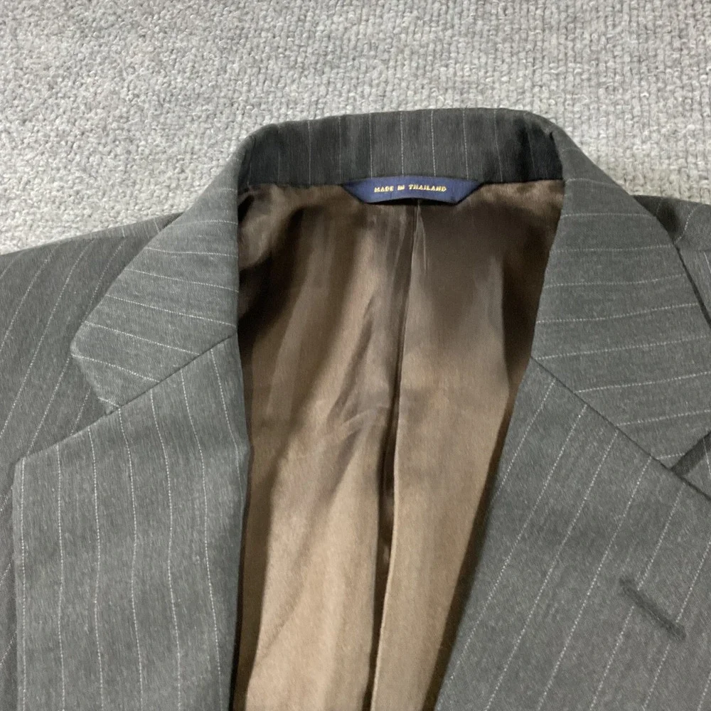 Brooks Brothers Mens 42R Pinstripe Wool Blend 2 Button Suit Jacket Charcoal Gray